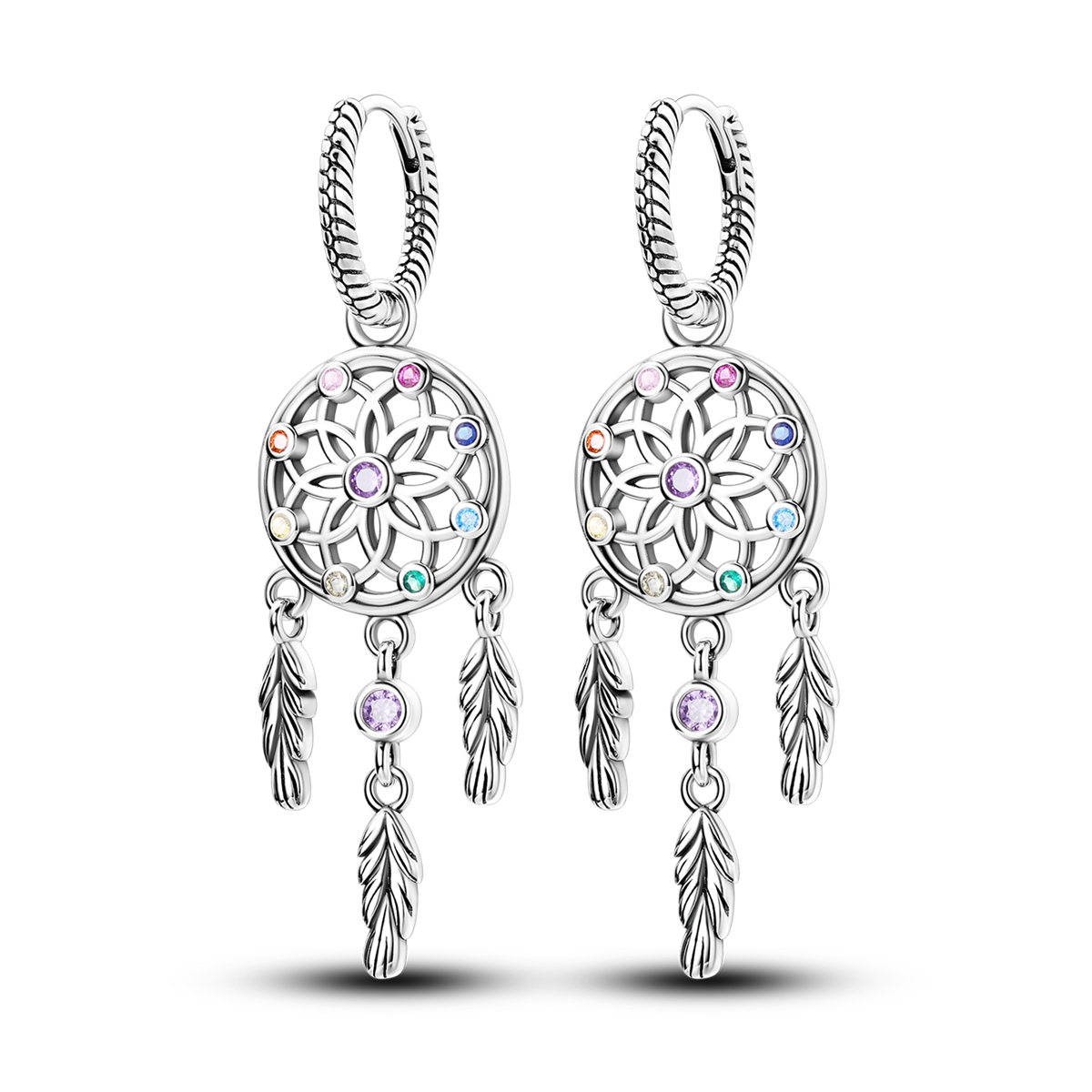 Tassel Earrings Boho - 925 스털링 실버 드림캐쳐 댕글 후프
