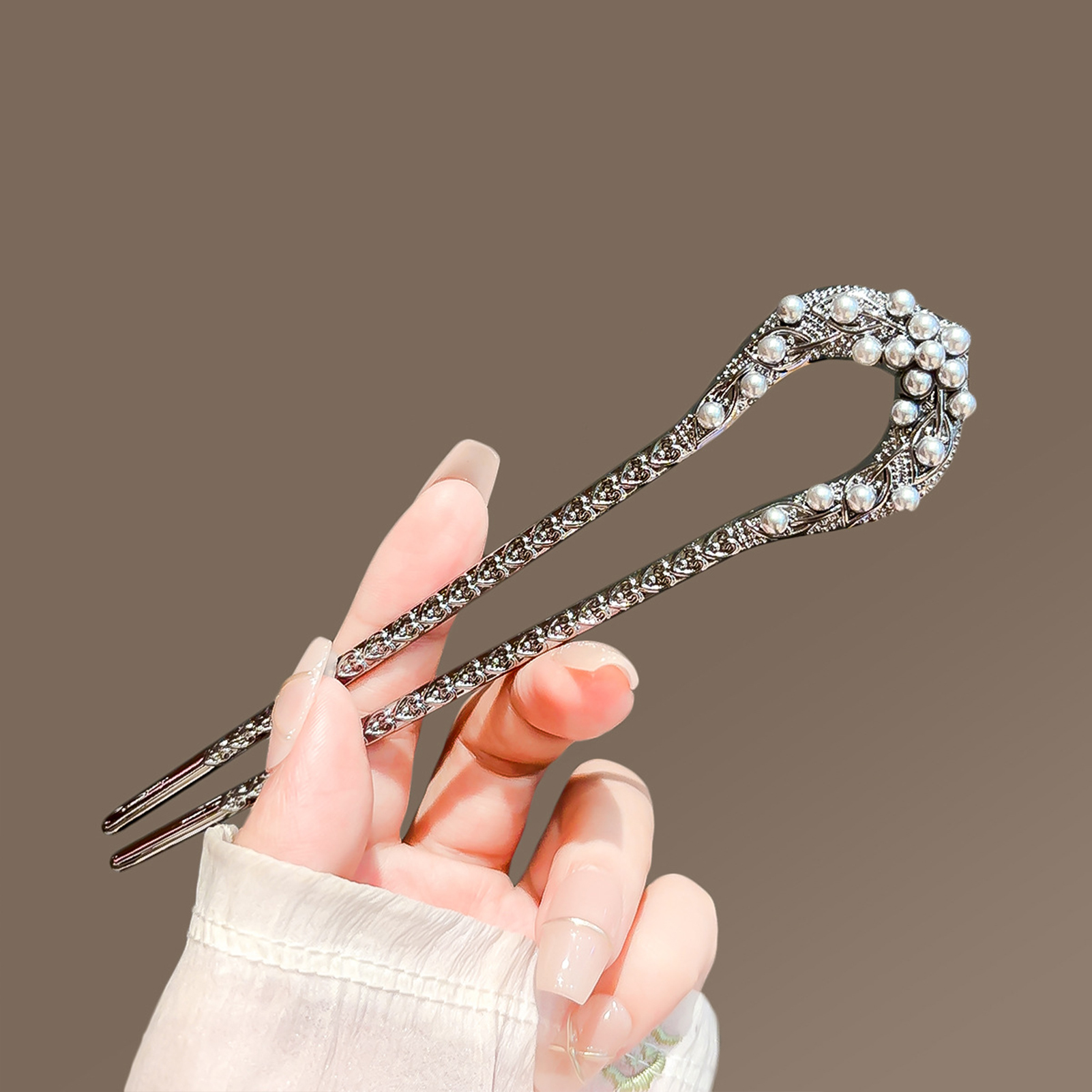 Pearl Hair Pin - 여성을위한 패션 금속 U 모양 헤어