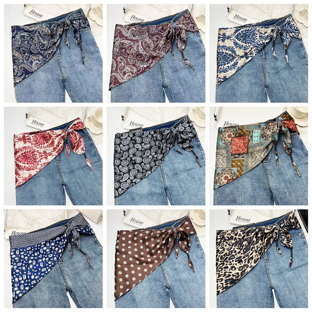 Women'S Jeans Accessories - 모조 실크 캐슈 플로럴 실크 스카프