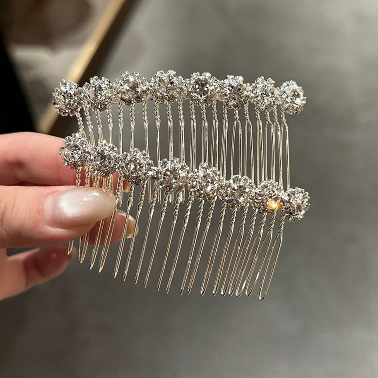 Pearl Hair Pin - 미니멀리스트 라인스톤 꽃 머리핀, 신부 웨딩