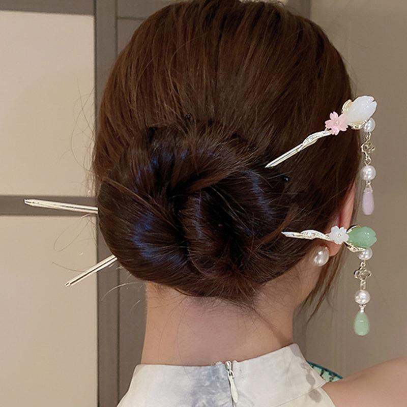 Pearl Hair Pin - 여성을위한 빈티지 꽃 진주 술 머리핀