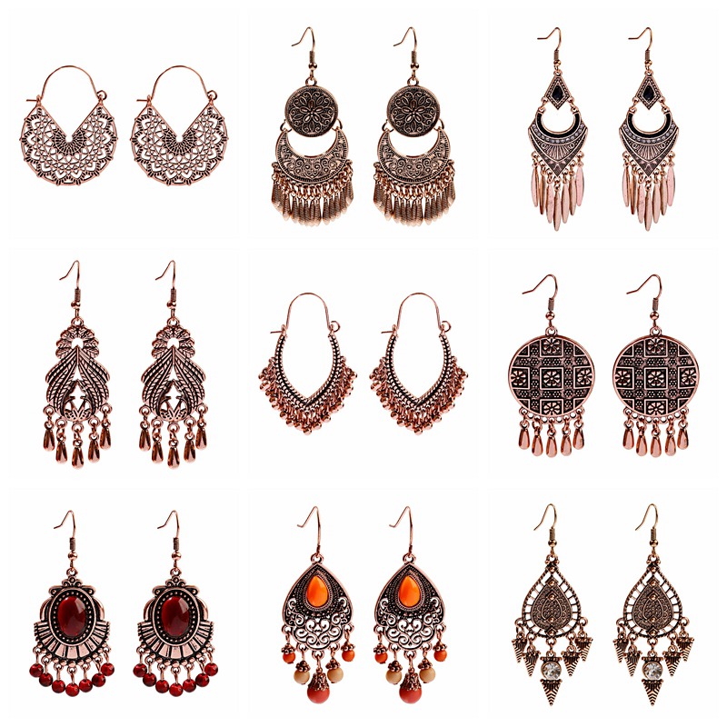 Women Accessories India - 여성용 빈티지 보헤미안 로즈 골드 걸이형