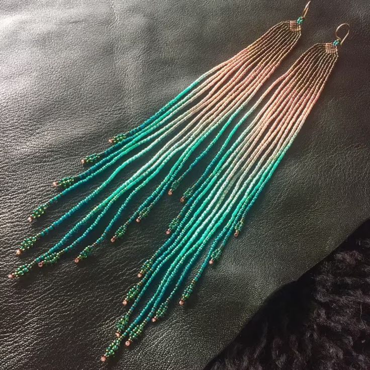 Tassel Earrings Boho - 쌀 구슬 귀걸이 그라디언트 색상 Tassels