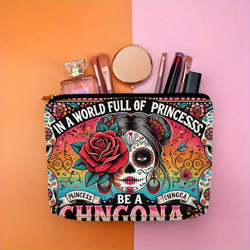 Women Accessories Pouch - 꽃과 해골 모양의 화장품 가방 -