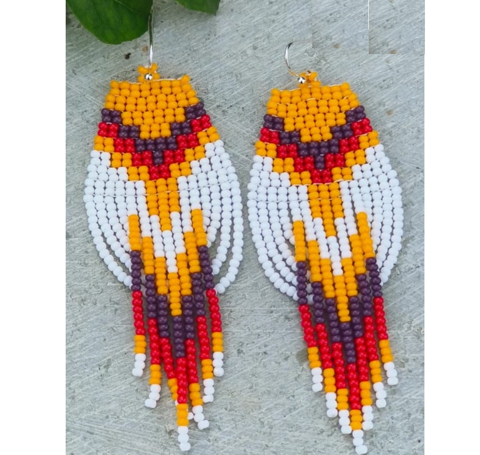 Tassel Earrings Boho - ZGMXR 쌀알 비즈 귀걸이 기하학 그라데이션