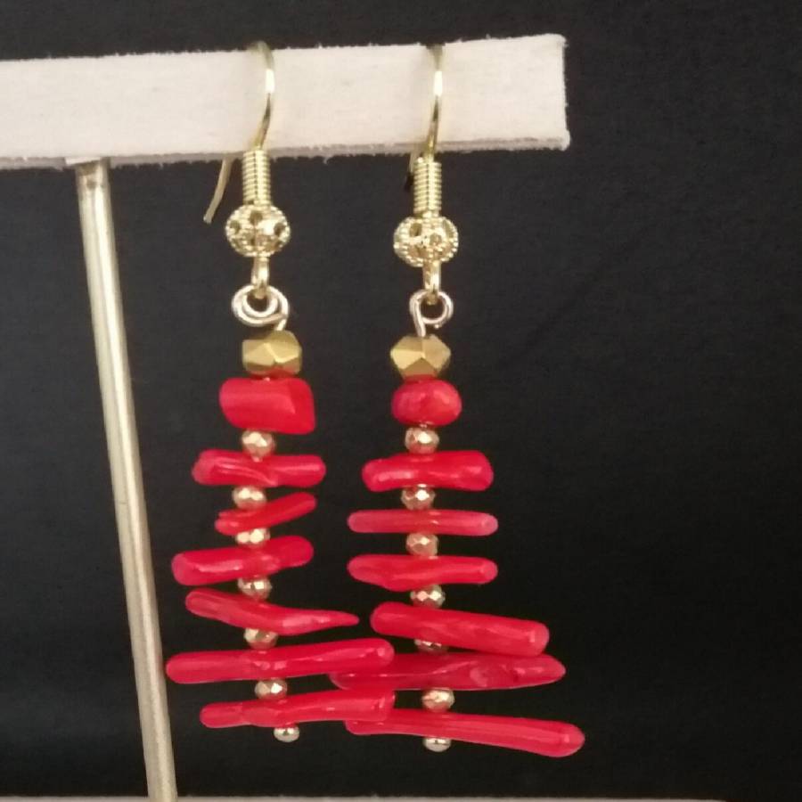여성용 불규칙 브랜치 레드 코랄 롱 태슬 드롭 귀걸이  - Tassel Earrings Boho 리뷰 및 가격
