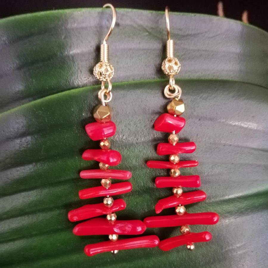 여성용 불규칙 브랜치 레드 코랄 롱 태슬 드롭 귀걸이  - Tassel Earrings Boho 리뷰 및 가격