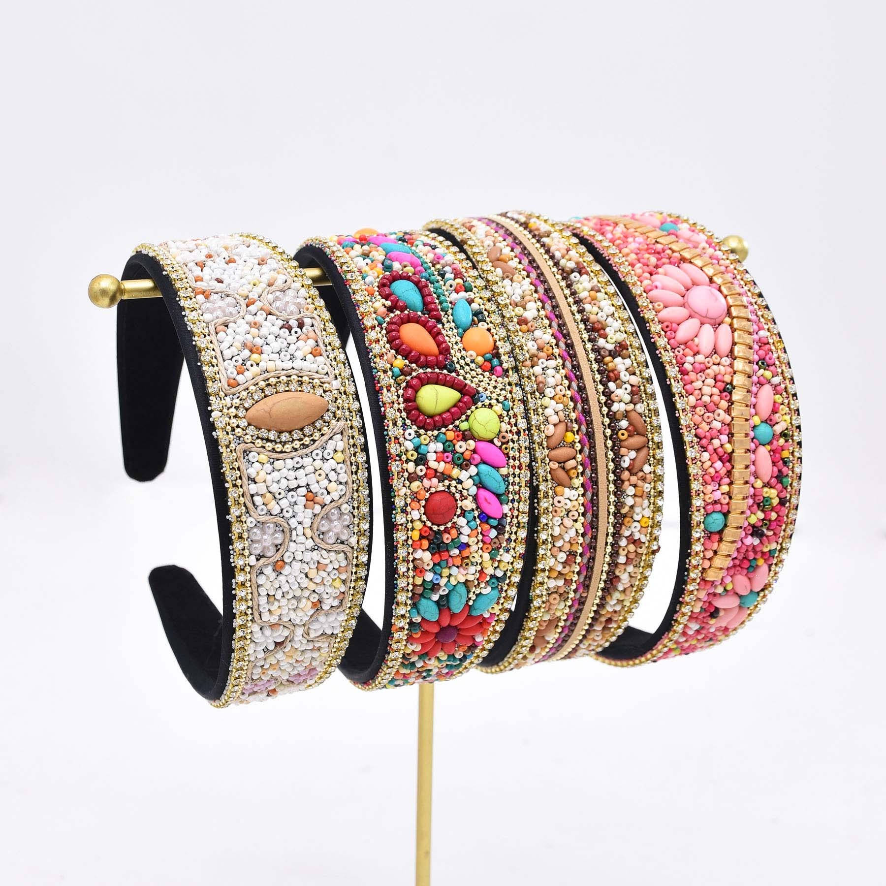 보헤미안 다채로운 쌀 비즈 청록색 꽃 머리띠 여성을위한 - Women Accessories India 리뷰 및 가격