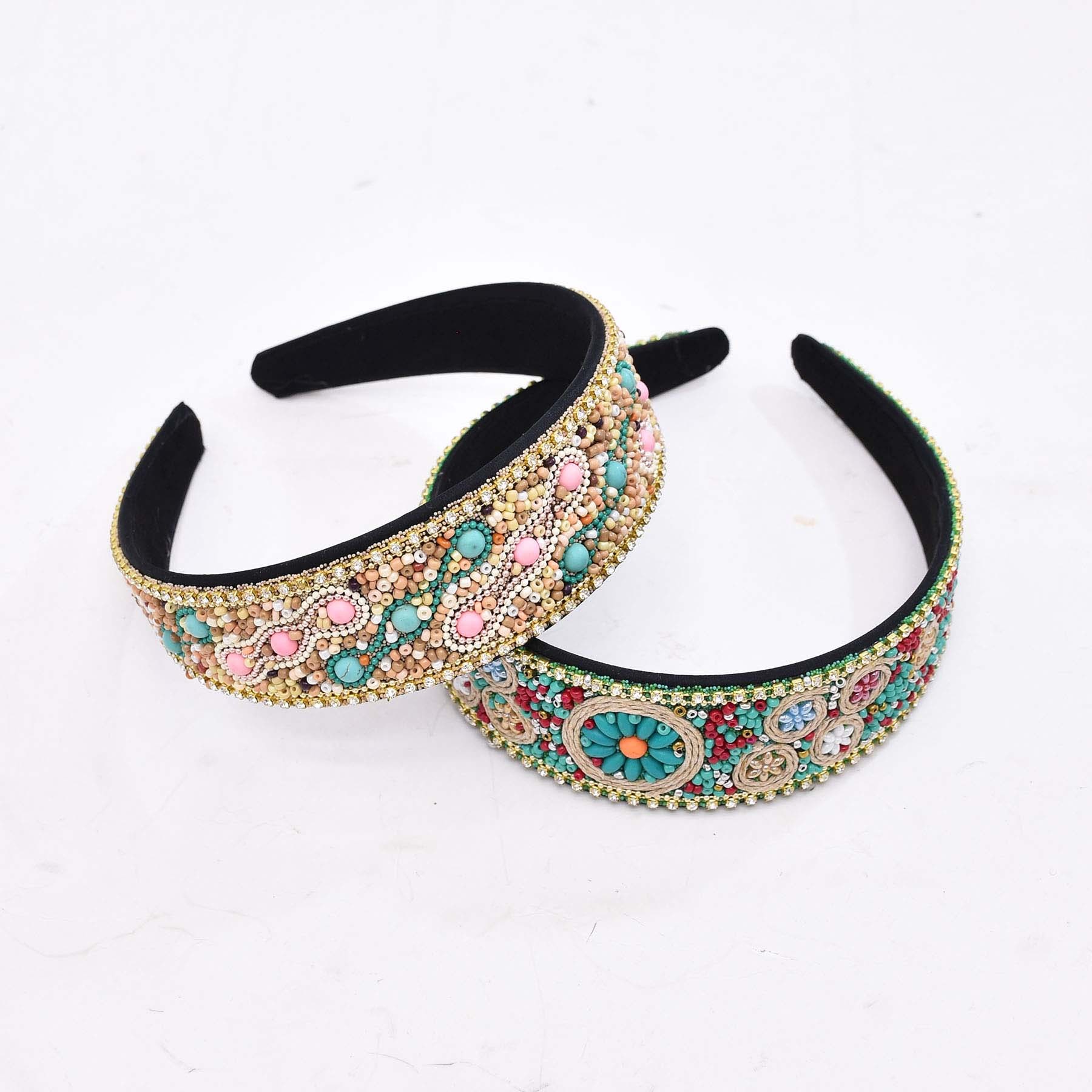 보헤미안 다채로운 쌀 비즈 청록색 꽃 머리띠 여성을위한 - Women Accessories India 리뷰 및 가격