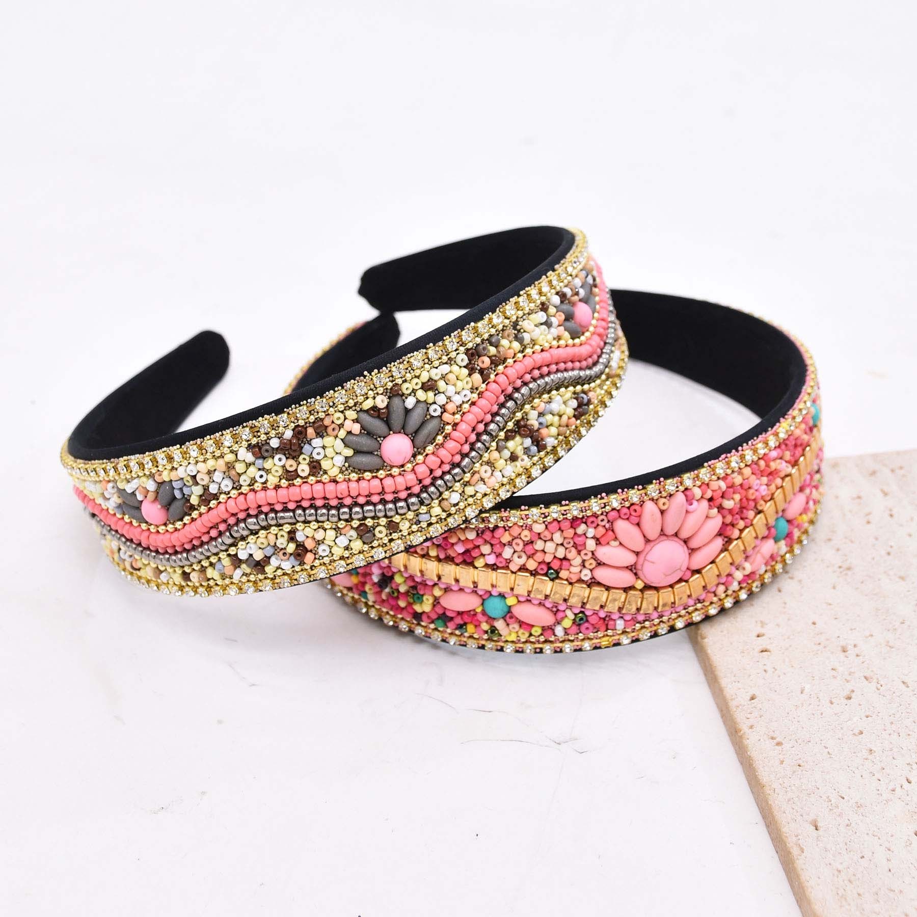 보헤미안 다채로운 쌀 비즈 청록색 꽃 머리띠 여성을위한 - Women Accessories India 리뷰 및 가격