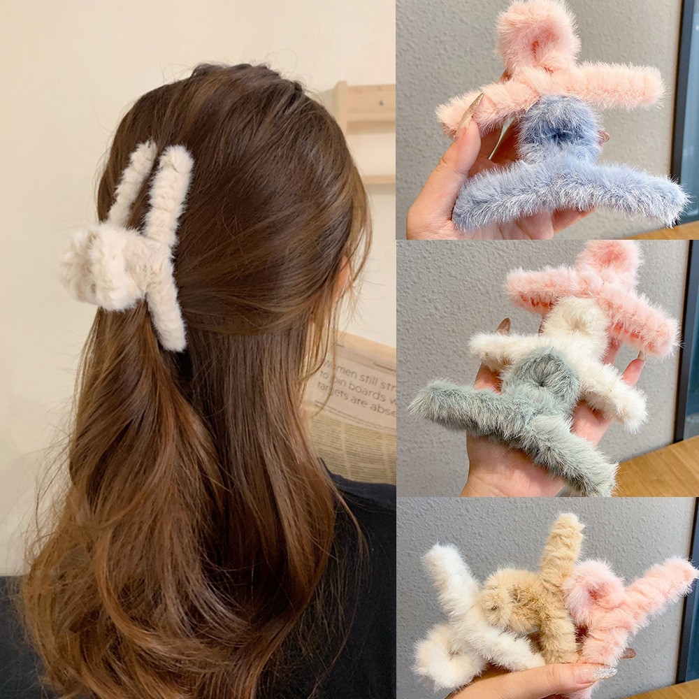 푹신한 플러시 가짜 모피 큰 게 머리 발톱 클립 여자  - Women'S Winter Accessories Set 리뷰 및 가격