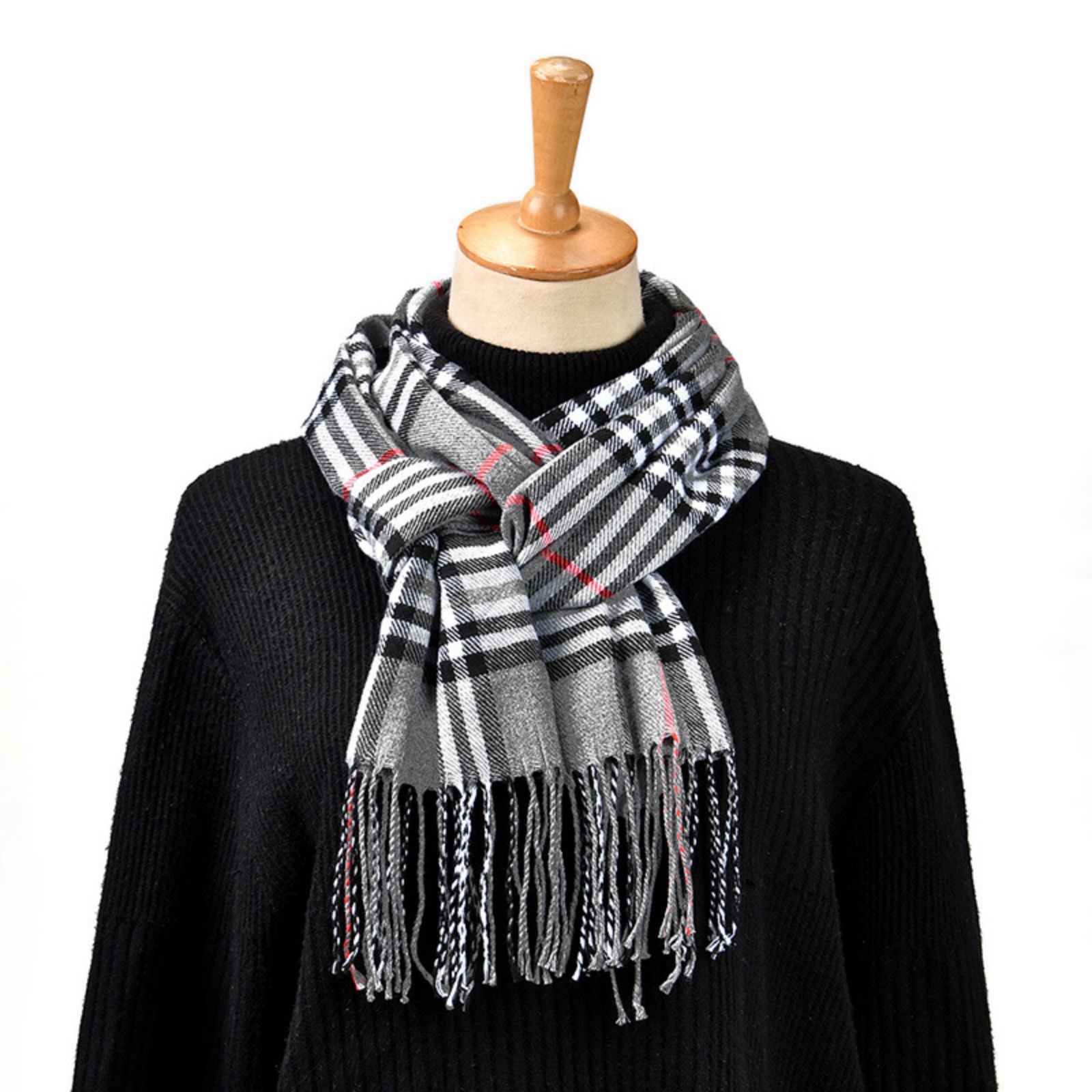 1PCPlaid 스카프 태슬 디자인 클래식 체크 패턴  - Women'S Winter Accessories Set 리뷰 및 가격