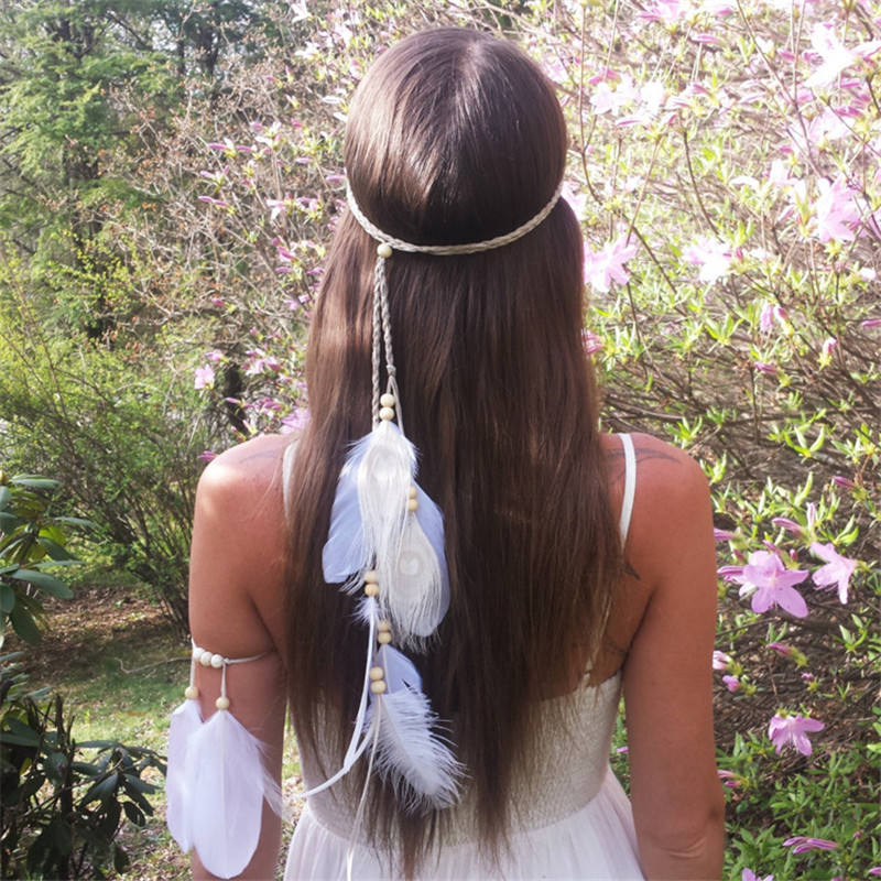 인도 흰 깃털 머리띠 머리 장식 헤어 로프 모자를 쓰고 - Women Accessories India 리뷰 및 가격