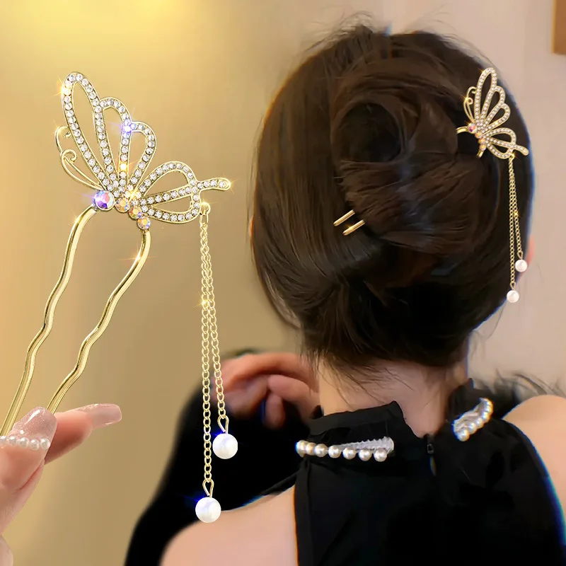앤틱 스타일 진주 라인스톤 고급 U자형 태슬 헤어핀 신 - Pearl Hair Pin 리뷰 및 가격