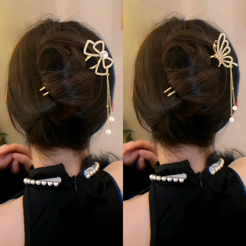 앤틱 스타일 진주 라인스톤 고급 U자형 태슬 헤어핀 신 - Pearl Hair Pin 리뷰 및 가격