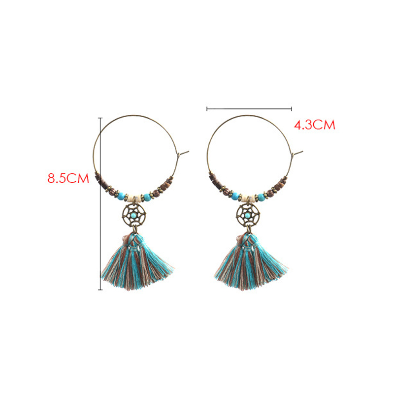 보헤미안 드림 캐처 코튼 태슬 펜던트 후프 귀걸이 여성 - Tassel Earrings Boho 리뷰 및 가격