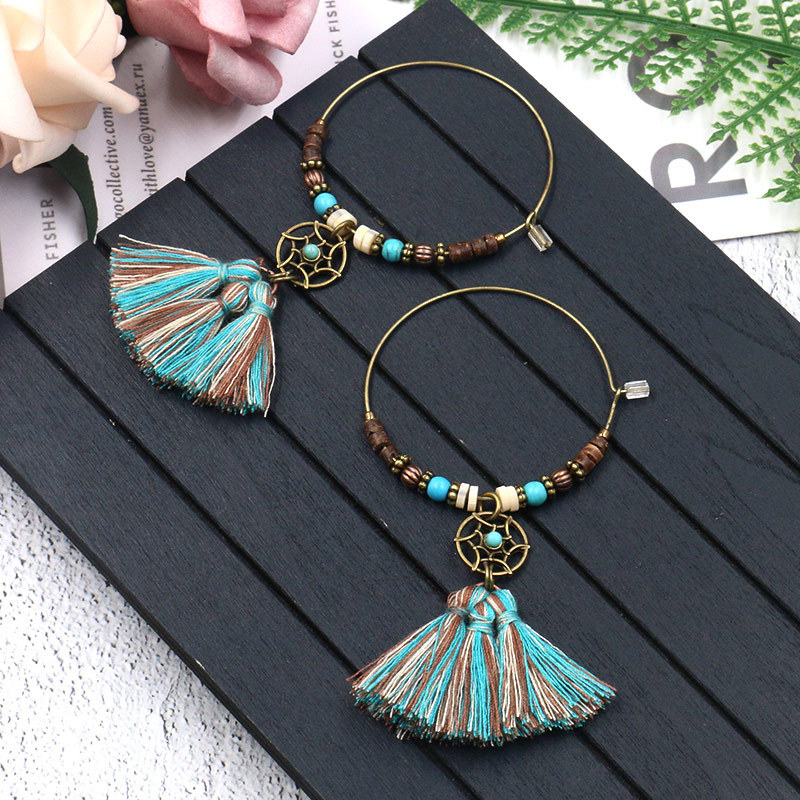 보헤미안 드림 캐처 코튼 태슬 펜던트 후프 귀걸이 여성 - Tassel Earrings Boho 리뷰 및 가격