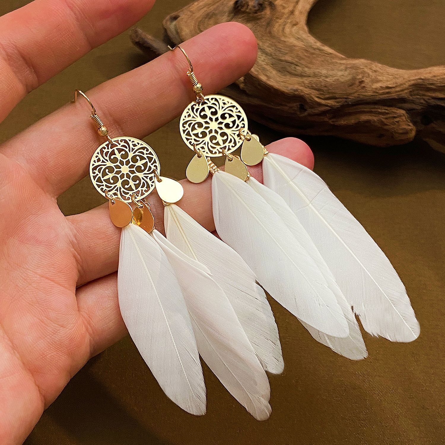 여성용 이국적인 보헤미안 핑크 깃털 태슬 귀걸이, 빈티 - Tassel Earrings Boho 리뷰 및 가격
