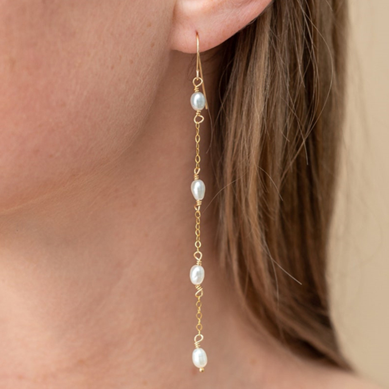 14K 골드 채워진 천연 진주 귀걸이 수제 보석 Boh - Tassel Earrings Boho 리뷰 및 가격