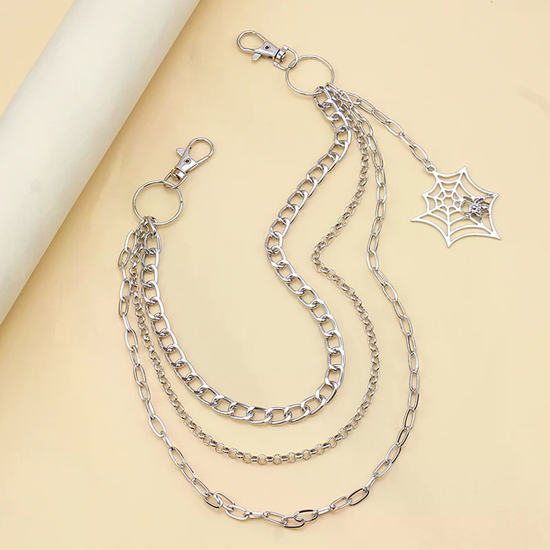 패션 펑크 메탈 팬츠 체인 힙합 허리 체인 거미줄 펜던 - Women'S Jeans Accessories 리뷰 및 가격