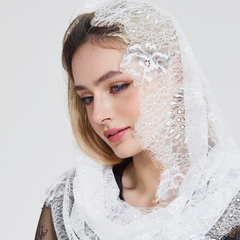 여성용 무슬림 웨딩 자수 헤드베일 플로럴 레이스 만틸라 - Women Accessories India 리뷰 및 가격