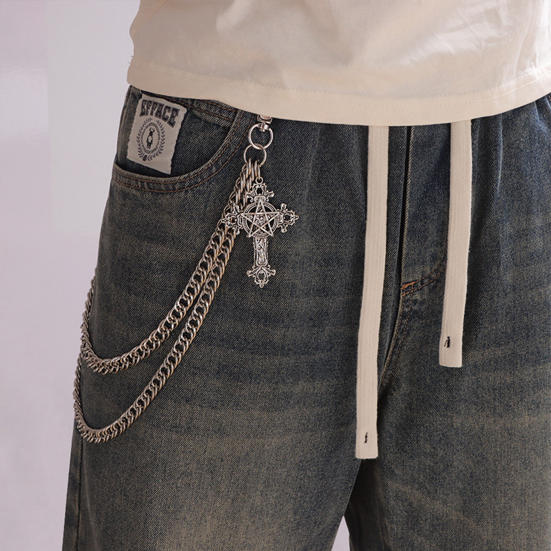 패션 펑크 금속 바지 체인 힙합 허리 체인 크로스 펜던 - Women'S Jeans Accessories 리뷰 및 가격