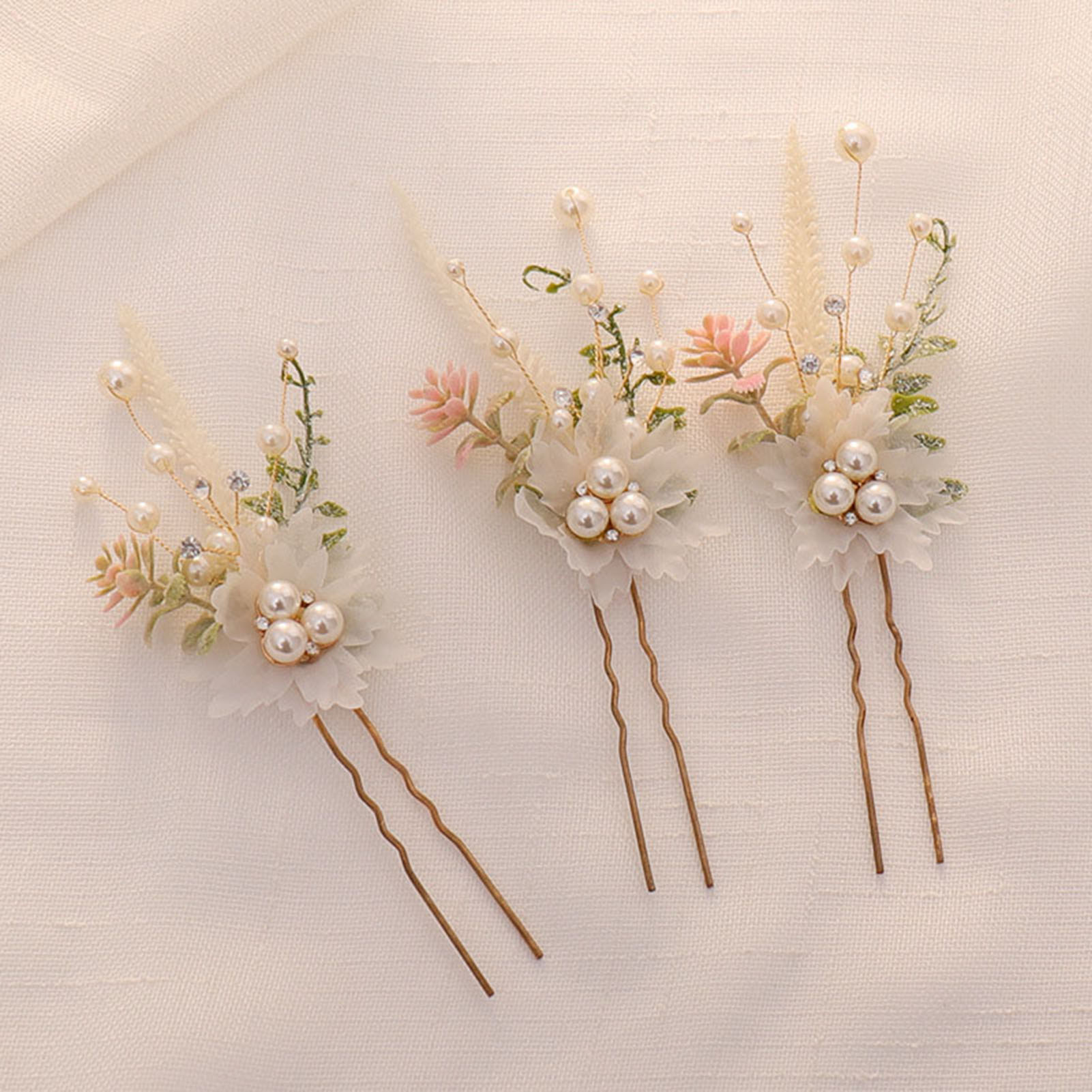 3pcs 합금 진주 꽃 머리핀 숲 스타일 우아한 메쉬  - Pearl Hair Pin 리뷰 및 가격