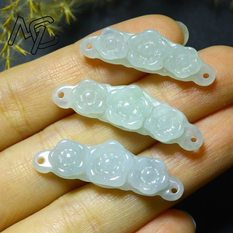 1pc 천연 경옥 에메랄드 꽃 핸드 카드 DIY 액세서 - Women Accessories Jewelry 리뷰 및 가격