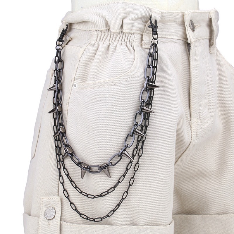 힙합 펑크 록 메탈 바지 허리 체인 남녀 공용 키 체인 - Women'S Jeans Accessories 리뷰 및 가격