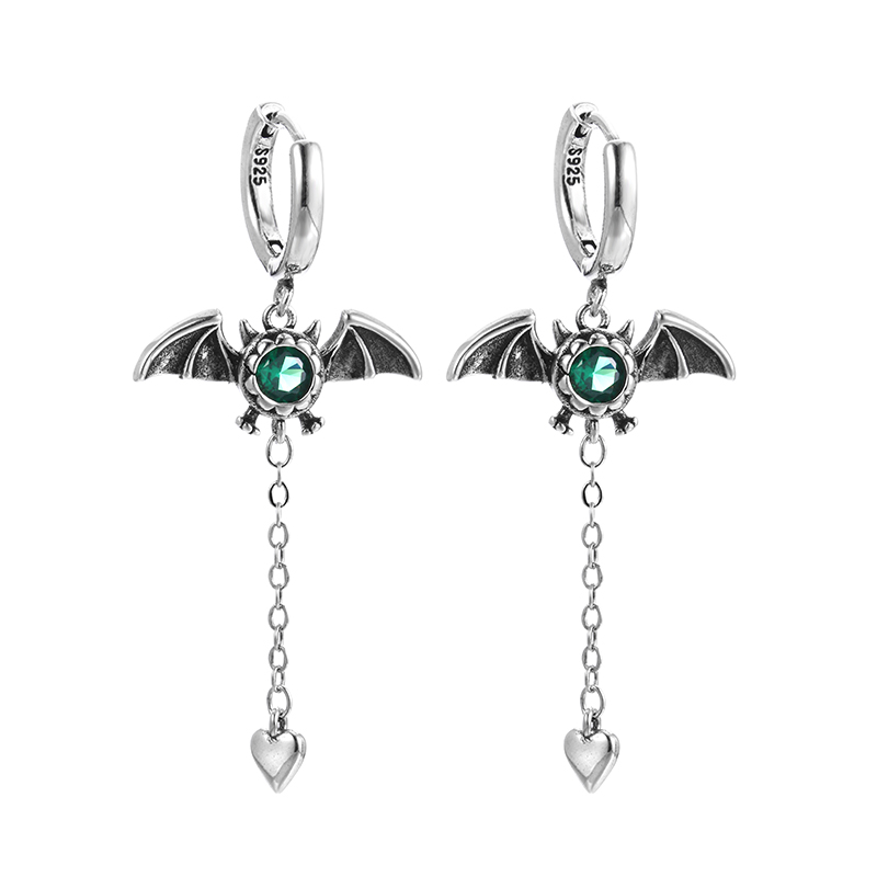 새로운 도착 우아한 악마 박쥐 디자인 녹색 크리스탈 9 - Tassel Earrings Boho 리뷰 및 가격