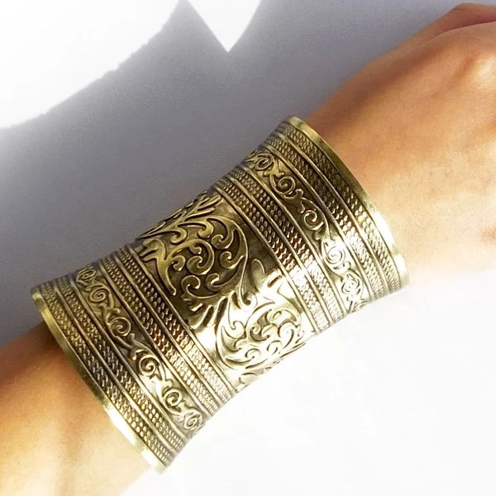 빈티지 합금 와이드 커프 팔찌 (여성용, 남성용) 집시 - Women Accessories India 리뷰 및 가격