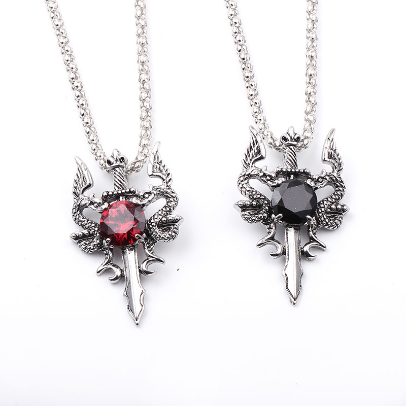 더블 드래곤 블랙 젬 크로스 목걸이 펑크 맞춤형 펜던트 - Women Accessories Trendy 리뷰 및 가격