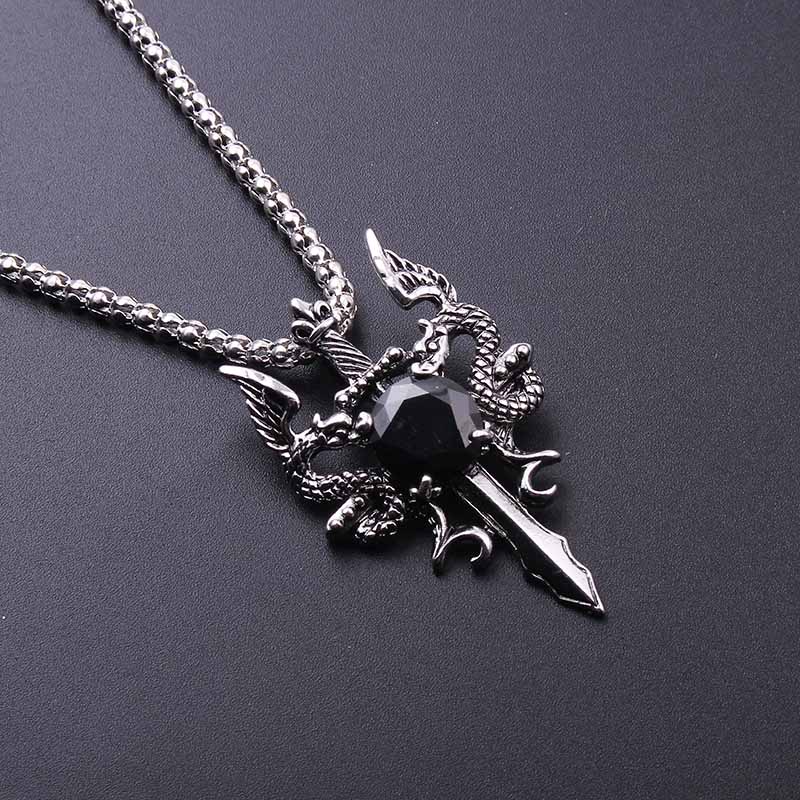 더블 드래곤 블랙 젬 크로스 목걸이 펑크 맞춤형 펜던트 - Women Accessories Trendy 리뷰 및 가격