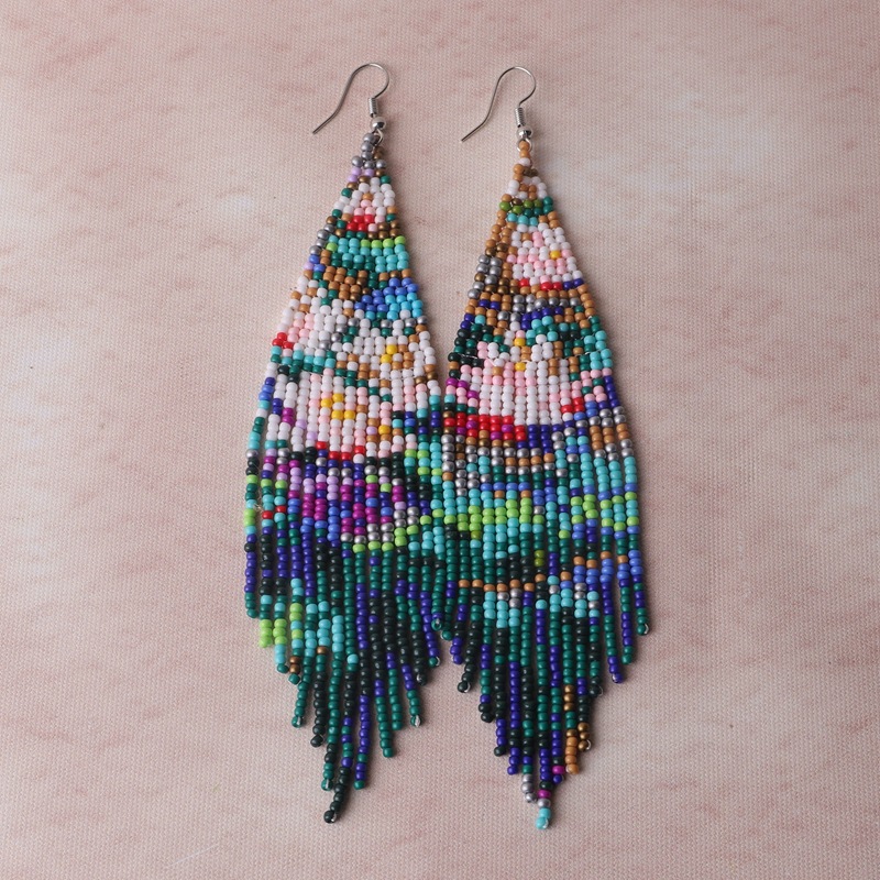 쌀 구슬 귀걸이 술 인간의 얼굴 보헤미아 꽃 손 뜨개질 - Tassel Earrings Boho 리뷰 및 가격