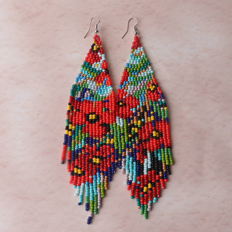 쌀 구슬 귀걸이 술 인간의 얼굴 보헤미아 꽃 손 뜨개질 - Tassel Earrings Boho 리뷰 및 가격