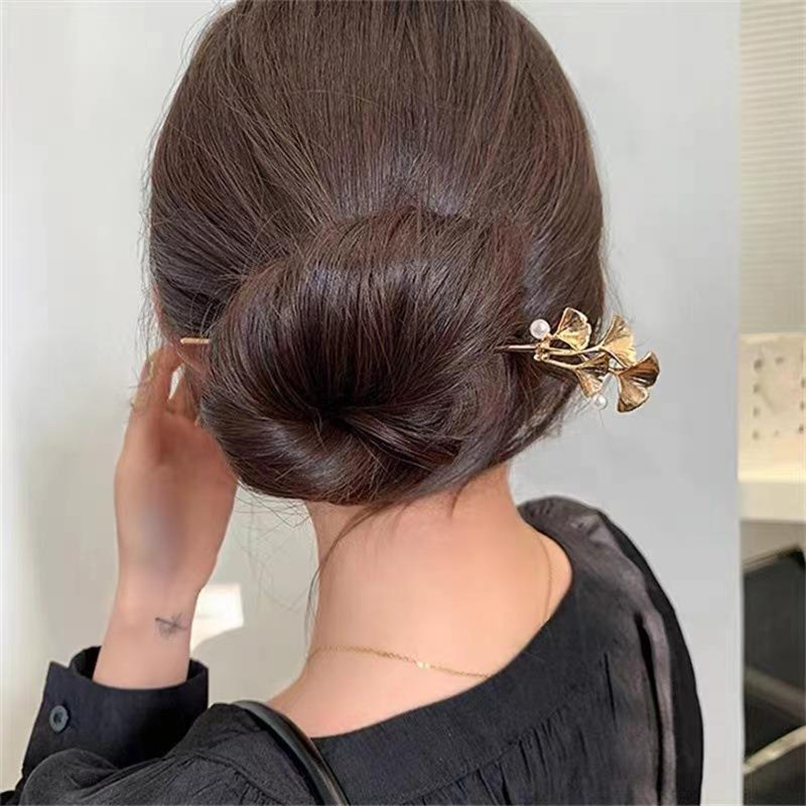 여성용 은행나무 잎 헤어 스틱 골드/실버 레트로 진주  - Pearl Hair Pin 리뷰 및 가격