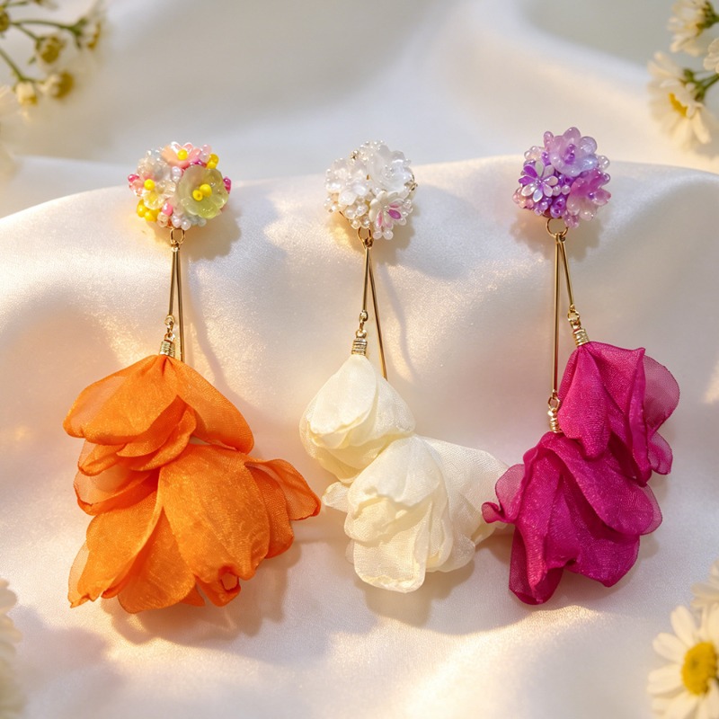 새로운 패션 플라워 태슬 클립 귀걸이 여성용 무피어싱  - Tassel Earrings Boho 리뷰 및 가격