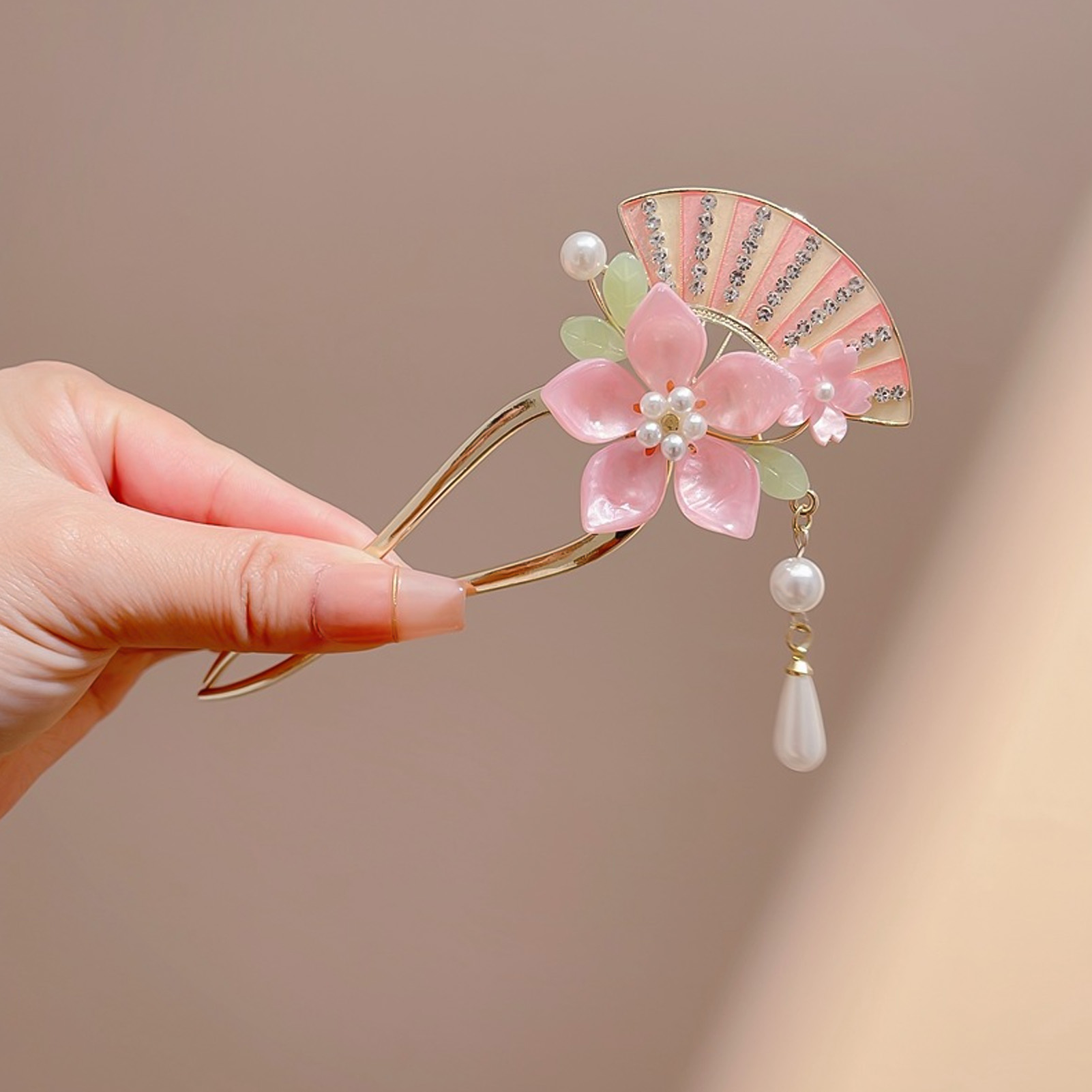 우아한 핑크 꽃 머리 핀 U 모양의 꽃 머리 스틱 포크 - Pearl Hair Pin 리뷰 및 가격