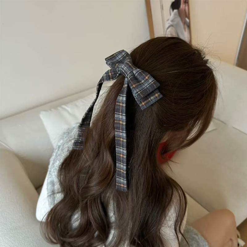 우아한 격자 무늬 리본 활 머리핀, 여자 헤어 클립,  - Women'S Winter Accessories Set 리뷰 및 가격