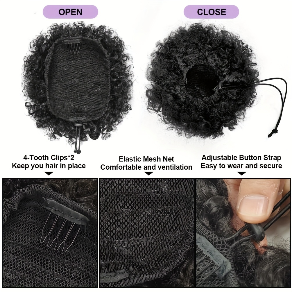 아프로 곱슬머리 퍼프 100% 인모 번 포니테일 12A - Women Accessories India 리뷰 및 가격